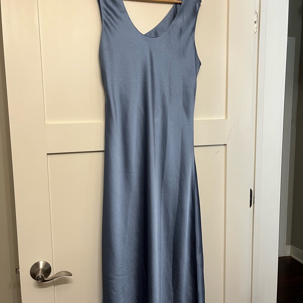 White House Black Market Satin Blue Maxi Dress